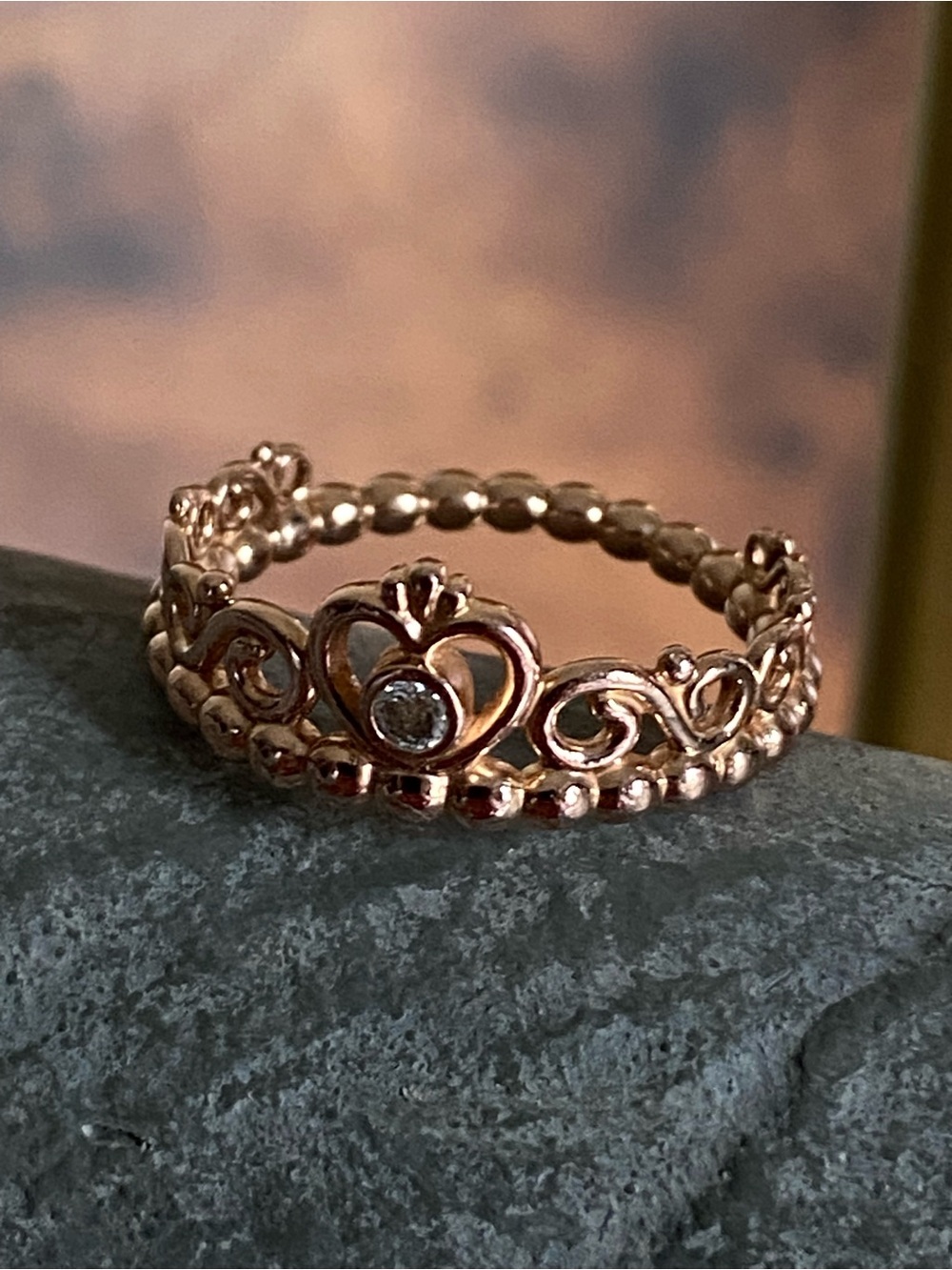 Pandora Rose Gold Beautiful Princess Tiara Ring  Size 7.75